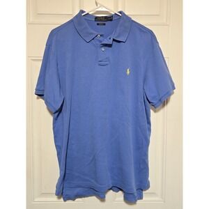 Polo Ralph Lauren Shirt Mens L Blue Yellow Pony